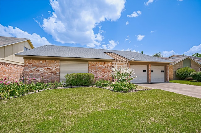 5615 Briarwood Forest Dr, Houston, TX 77088 - ranch-style home with an attached garage, brick siding, concrete driveway, and a front yard