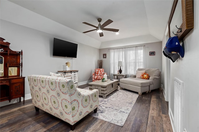 5411 Holly View Dr, Houston, TX 77091 - living room featuring ceiling fan and dark wood-style floors