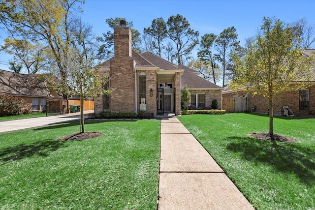 5411 Holly View Dr, Houston, TX 77091 - view of front of home featuring a chimney, roof with shingles, and brick siding