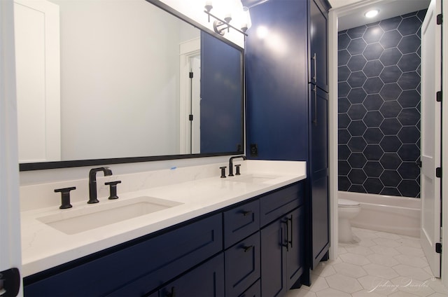 4410 Jozwiak Rd, Chappell Hill, TX 77426 - full bath with double vanity, tile patterned floors, and shower / bath combination