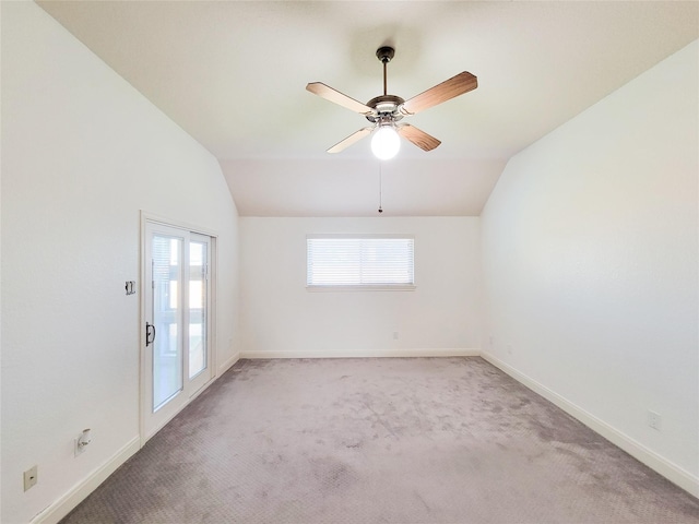 4021 Fatta Dr, Dickinson, TX 77539 - unfurnished room with vaulted ceiling, light colored carpet, and a ceiling fan