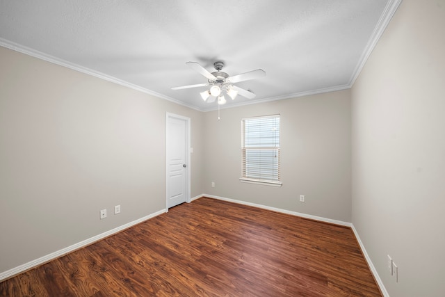 1517 Asbury St, Houston, TX 77007 - empty room featuring a ceiling fan, wood finished floors, and ornamental molding