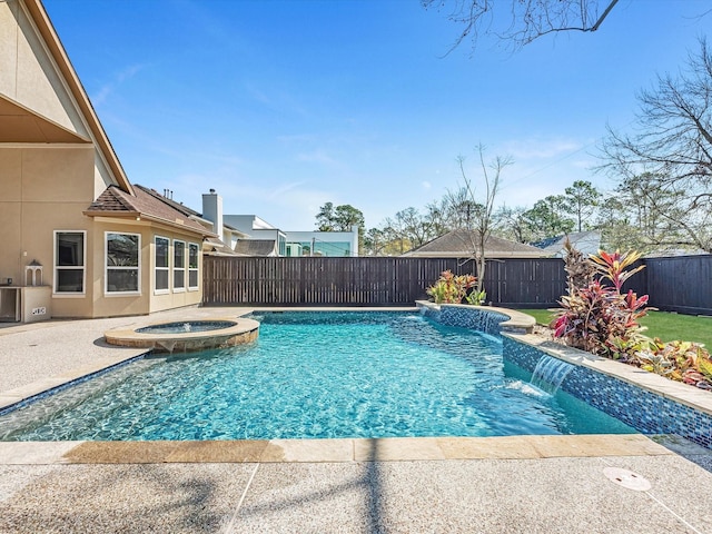 11913 Barryknoll Ln, Houston, TX 77024 - view of pool featuring a fenced backyard, a patio area, and a pool with connected hot tub