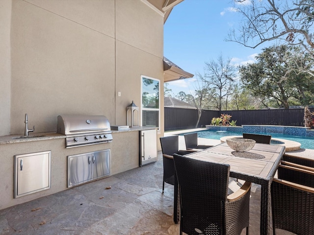11913 Barryknoll Ln, Houston, TX 77024 - fenced backyard with exterior kitchen, outdoor dining space, and a patio area