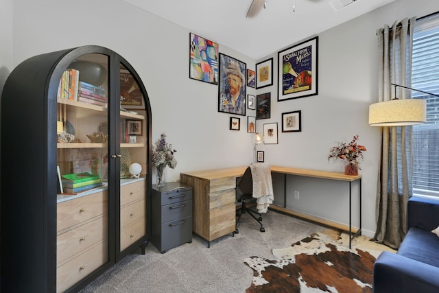 12350 Castano Creek Dr, Humble, TX 77346 - office with light carpet and a ceiling fan
