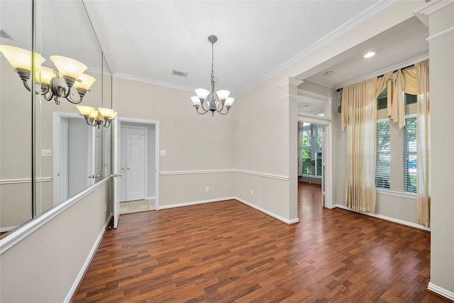 3106 Rainbow Ct, Pearland, TX 77584 - unfurnished room featuring a chandelier, crown molding, wood finished floors, and recessed lighting