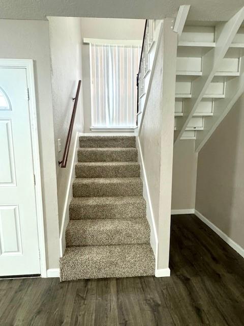 50 Evanston St Unit 5, Houston, TX 77015 - stairway with wood finished floors and baseboards