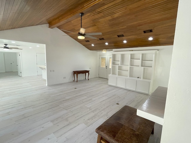 3419 Willowrun Dr, Montgomery, TX 77356 - spare room with a ceiling fan, wood ceiling, wood finished floors, and recessed lighting