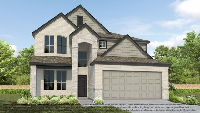 15215 Statice Trl, Houston, TX 77044 - view of front of home with roof with shingles, an attached garage, concrete driveway, and stone siding