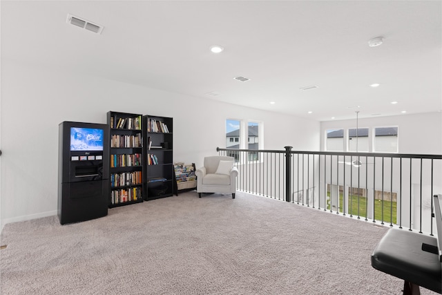 8814 Riverton Ridge Rd, Cypress, TX 77433 - sitting room featuring carpet floors and recessed lighting