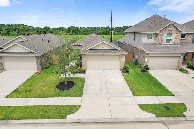 19919 Epirus Shores Dr, Hockley, TX 77447 - craftsman inspired home featuring concrete driveway, a front lawn, and a garage