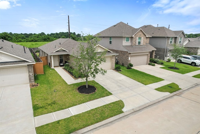 19919 Epirus Shores Dr, Hockley, TX 77447 - view of front of house with driveway, brick siding, a front yard, and a shingled roof