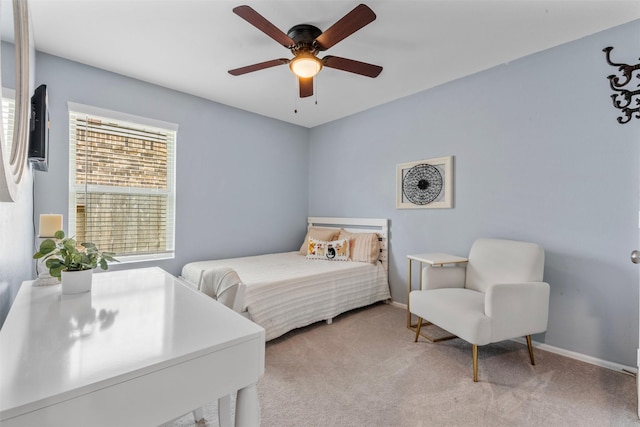 19919 Epirus Shores Dr, Hockley, TX 77447 - bedroom with light colored carpet and a ceiling fan