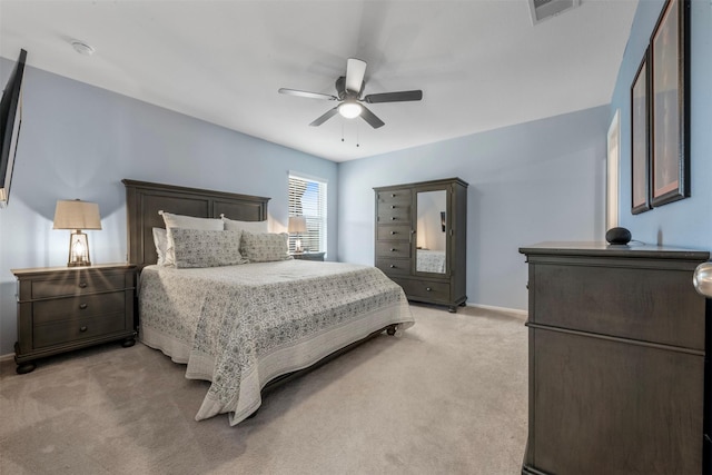 19919 Epirus Shores Dr, Hockley, TX 77447 - bedroom with light colored carpet and ceiling fan