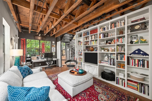 2614 Yoakum Blvd, Houston, TX 77006 - sitting room featuring a desk and wood ceiling