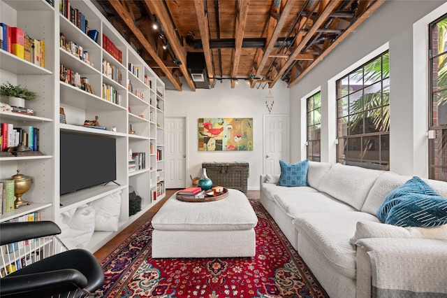 2614 Yoakum Blvd, Houston, TX 77006 - living area featuring wooden ceiling