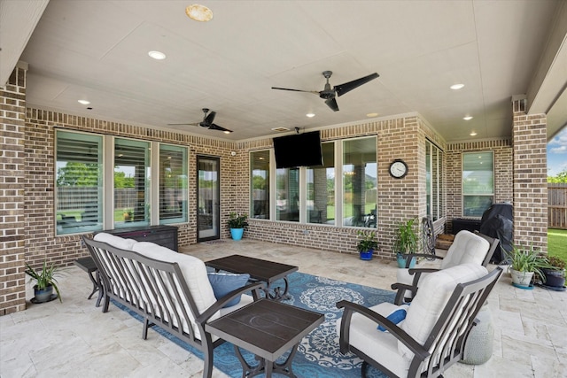 5946 Wedgewood Heights Way, Houston, TX 77059 - view of patio featuring ceiling fan and outdoor lounge area