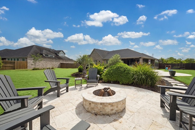 5946 Wedgewood Heights Way, Houston, TX 77059 - fenced backyard featuring a fire pit and a patio