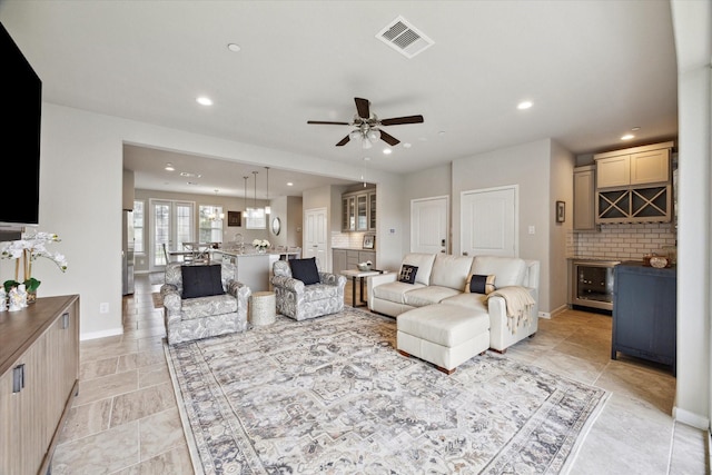 2705 Veranda Vly, League City, TX 77573 - living area featuring a ceiling fan and recessed lighting