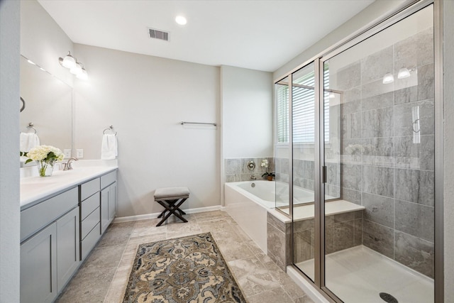 2705 Veranda Vly, League City, TX 77573 - full bath with double vanity, a bath, and a shower stall