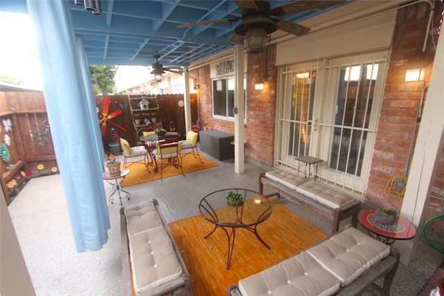 14453 Misty Meadow Ln, Houston, TX 77079 - view of patio / terrace featuring ceiling fan