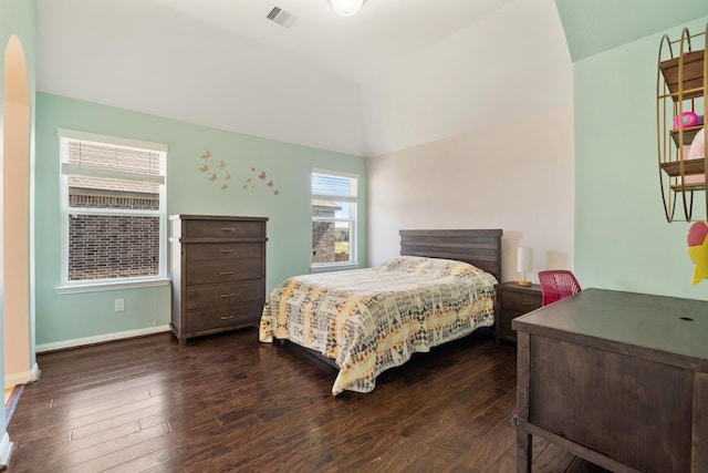 25611 Kearsley Dr, Katy, TX 77494 - bedroom featuring lofted ceiling and dark wood-type flooring
