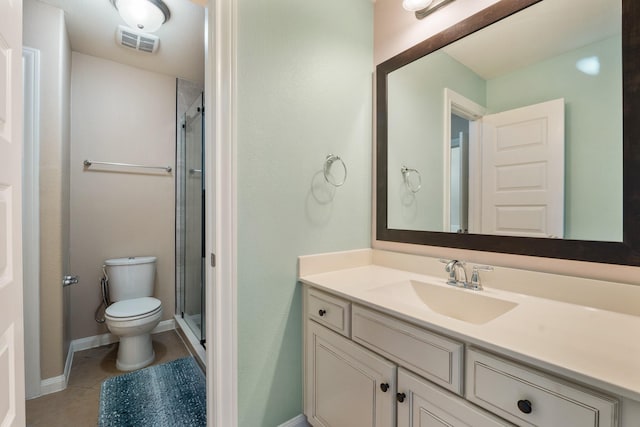 25611 Kearsley Dr, Katy, TX 77494 - bathroom featuring vanity, a shower stall, and tile patterned flooring