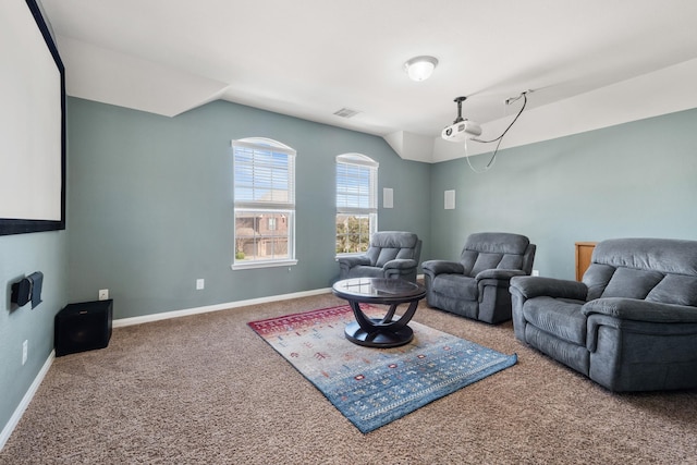 25611 Kearsley Dr, Katy, TX 77494 - living area featuring carpet floors and lofted ceiling