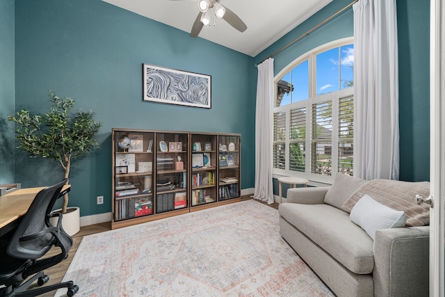 3019 Bluestem Rd, Katy, TX 77493 - office space featuring ceiling fan and wood finished floors