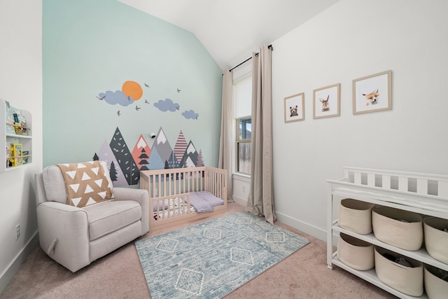 3019 Bluestem Rd, Katy, TX 77493 - carpeted bedroom with a nursery area and lofted ceiling