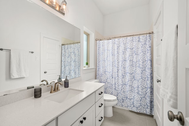 3019 Bluestem Rd, Katy, TX 77493 - full bathroom featuring vanity, tile patterned flooring, and a shower with shower curtain