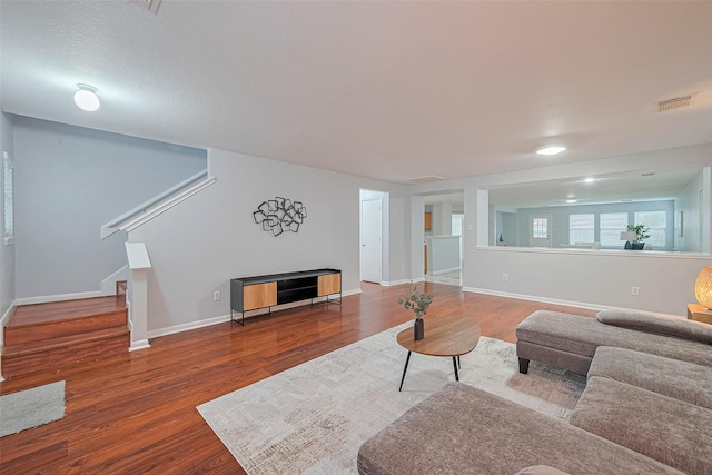 2123 Gable Hollow Ln, Katy, TX 77450 - living area with wood finished floors and stairway