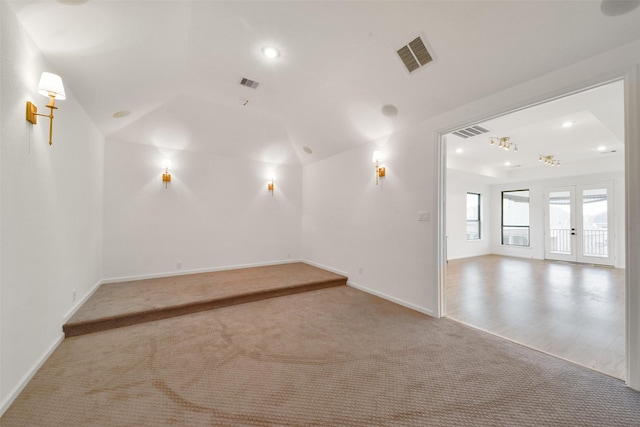 29602 Beech Tree Bnd, Fulshear, TX 77494 - empty room featuring carpet, recessed lighting, and lofted ceiling