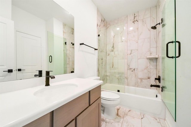 29602 Beech Tree Bnd, Fulshear, TX 77494 - bathroom featuring vanity, shower / bath combination with glass door, and marble finish flooring
