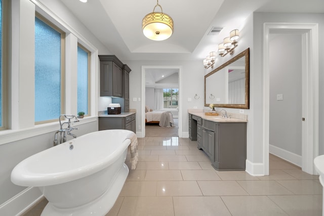 1302 Westview Garden Ct, Houston, TX 77055 - full bath with a soaking tub, vanity, tile patterned floors, and ensuite bathroom