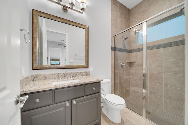 1302 Westview Garden Ct, Houston, TX 77055 - full bathroom featuring vanity, a stall shower, and tile patterned flooring