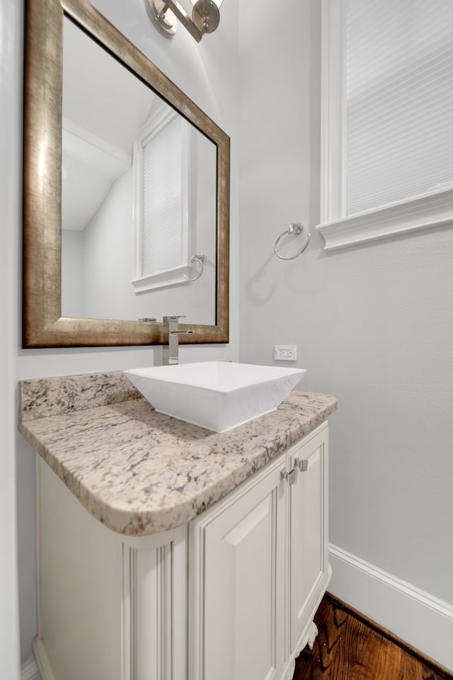 1302 Westview Garden Ct, Houston, TX 77055 - bathroom featuring vanity and wood finished floors