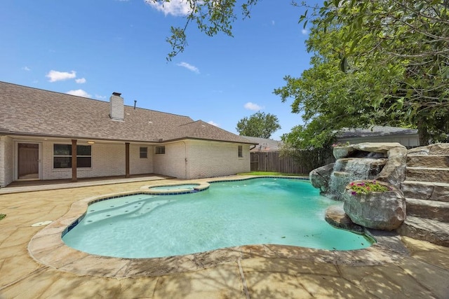 5515 Dumfries Dr, Houston, TX 77096 - view of pool with a patio, a fenced backyard, and a pool with connected hot tub