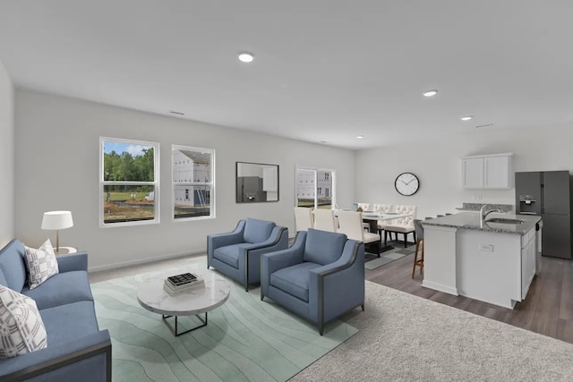 452 Harlow Dr, Montgomery, TX 77316 - living area with dark wood finished floors and recessed lighting
