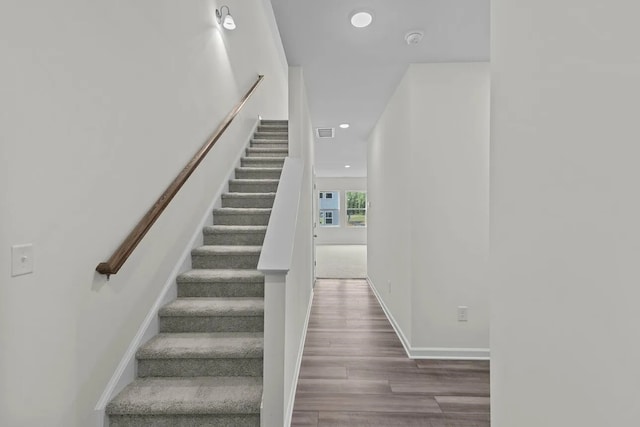 452 Harlow Dr, Montgomery, TX 77316 - stairway with wood finished floors and recessed lighting
