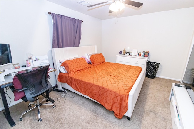 8222 Pastel Dawn Trce, Houston, TX 77049 - bedroom featuring light colored carpet, ceiling fan, and an office area
