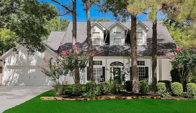 26 W Fairbranch Cir, The Woodlands, TX 77382 - view of front of home featuring roof with shingles, a garage, concrete driveway, and a front yard