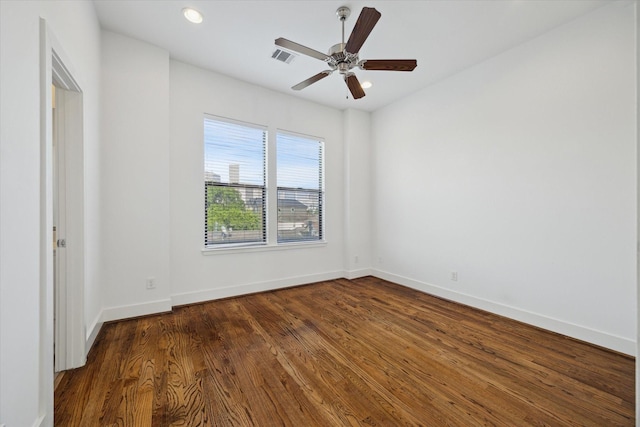 1408 Ruthven St, Houston, TX 77019 - unfurnished room featuring dark wood-style flooring, a ceiling fan, and recessed lighting