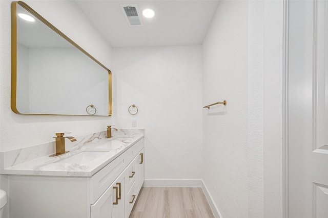 17802 Poppy Trails Ln, Houston, TX 77084 - bathroom with wood finished floors and double vanity