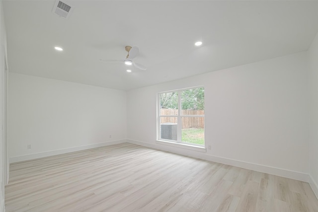 17802 Poppy Trails Ln, Houston, TX 77084 - unfurnished room featuring light wood-style flooring, a ceiling fan, and recessed lighting