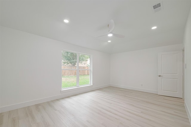 17802 Poppy Trails Ln, Houston, TX 77084 - unfurnished room featuring light wood-style floors, ceiling fan, and recessed lighting