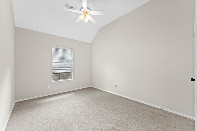 3406 Mcmahon Way, Missouri City, TX 77459 - spare room featuring carpet, a ceiling fan, and vaulted ceiling