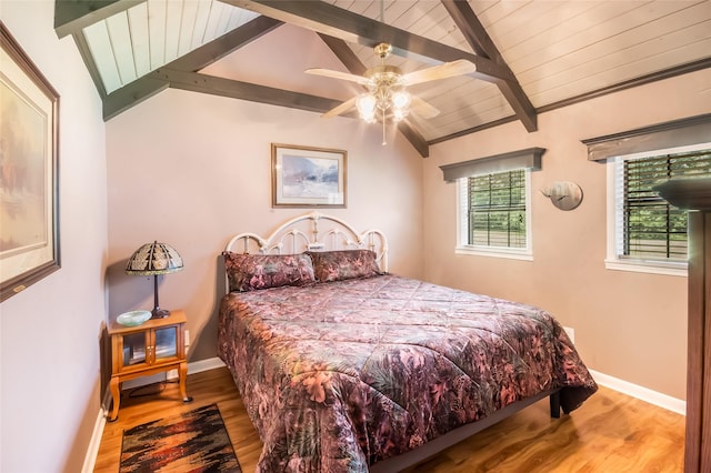24917 W Christine Dr, Splendora, TX 77372 - bedroom with wood finished floors, wood ceiling, and ceiling fan