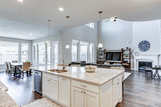 28606 Royal Pines Ct, Fulshear, TX 77441 - kitchen featuring healthy amount of natural light, dark wood-type flooring, open floor plan, and recessed lighting