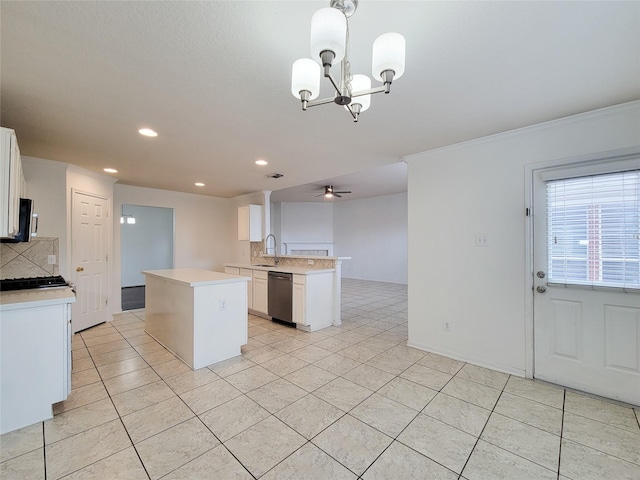 15311 Streetcar Ct, Cypress, TX 77429 - kitchen featuring appliances with stainless steel finishes, decorative backsplash, light tile patterned floors, light countertops, and recessed lighting